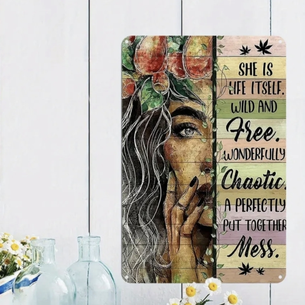 '70s Sign Hippie Girl Artwork 1970s Style Decoration Indoor Outdoor Metal Decor
